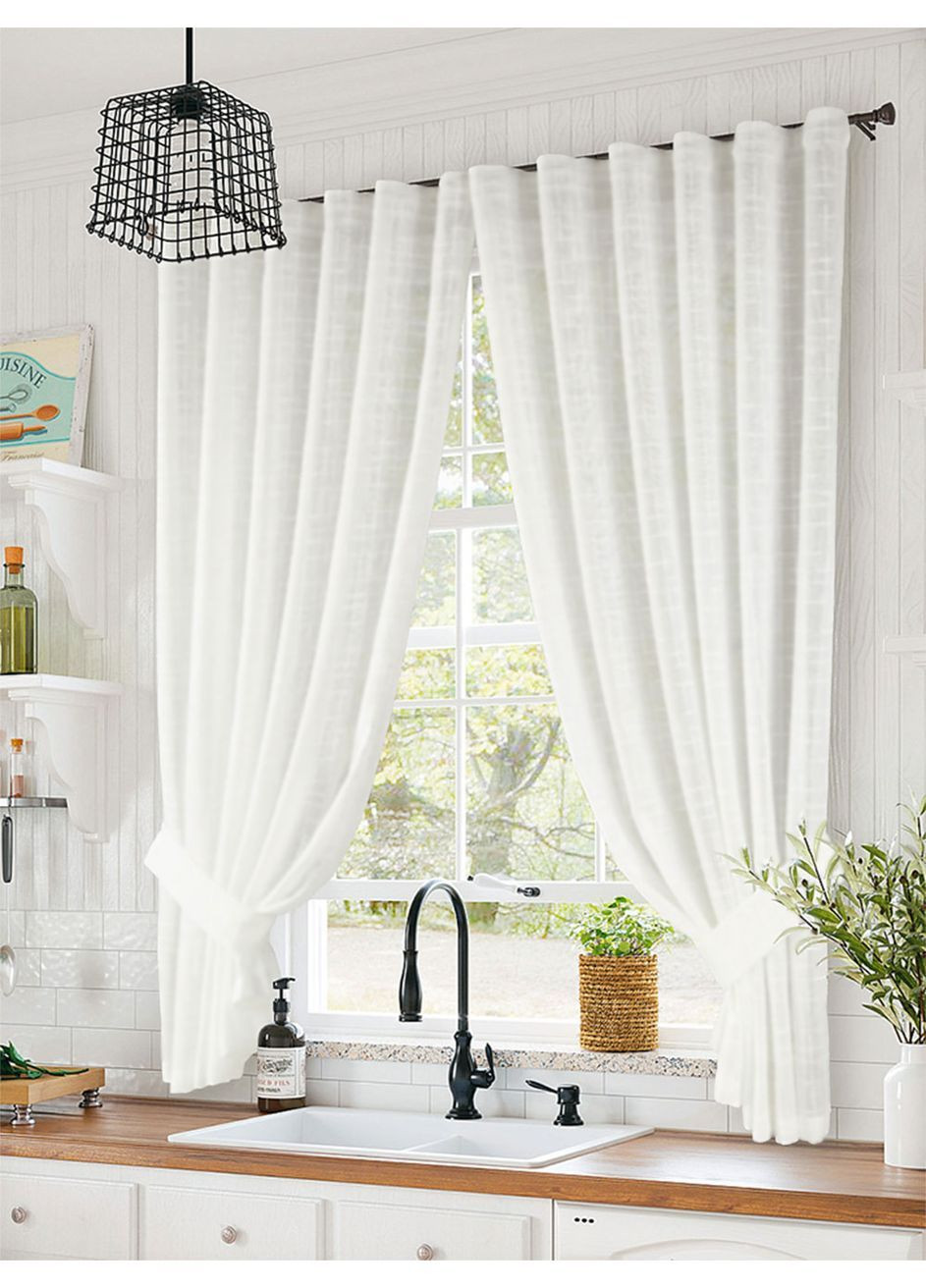 Комплект тюль короткая Pivdenne 145х170 см 2 шт + подвязы, лен белый (20101-170-2) No Brand (368993006)