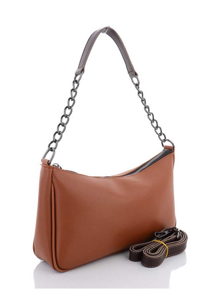 Жіноча сумка з довгим ремінцем та ручкою на ланцюжку «Місяць» з екошкіри руда WeLassie (298921048)