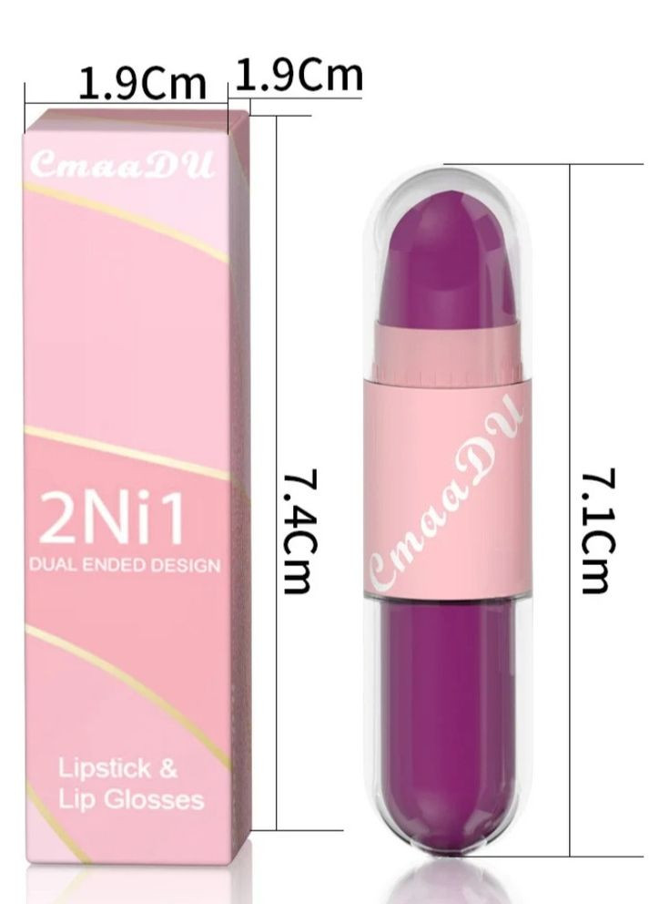 Губная помада No9 Lipstick Lip Gloss 2in-1 Фиолетовая матовая водостойкая CmaaDU (308254358)