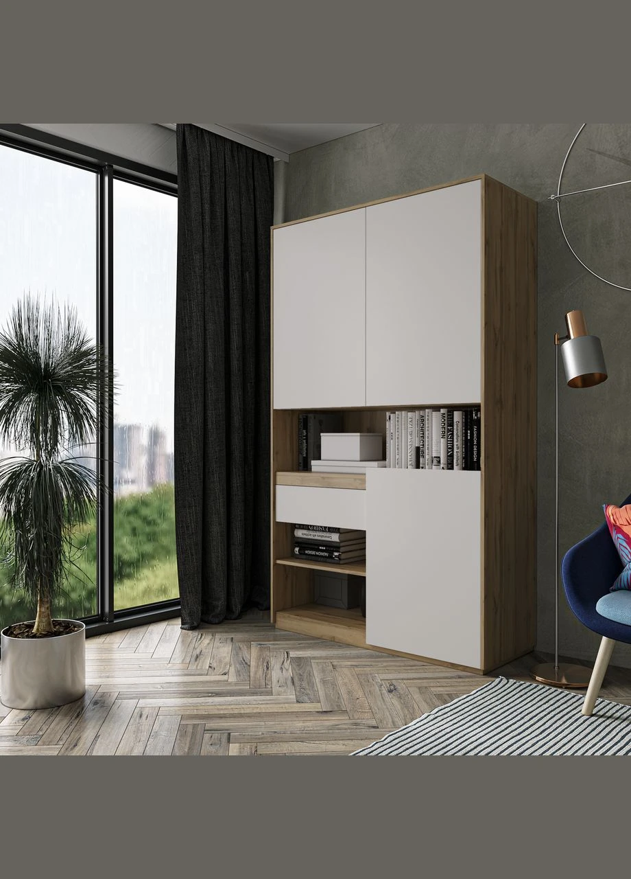 Шафа для книг та документів RS-1. Фурнітура BLUM Ш1242/В2100/Г500 Дуб аппалачі-Білий MORELI (312232089)