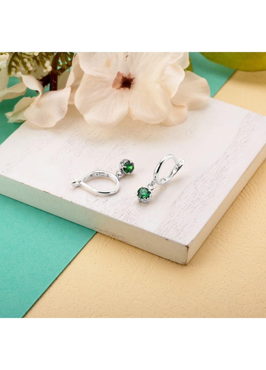 Сережки срібні з підвісками Цефеїда Emerald 925 Zirkon Skifska Etnika (364202595)