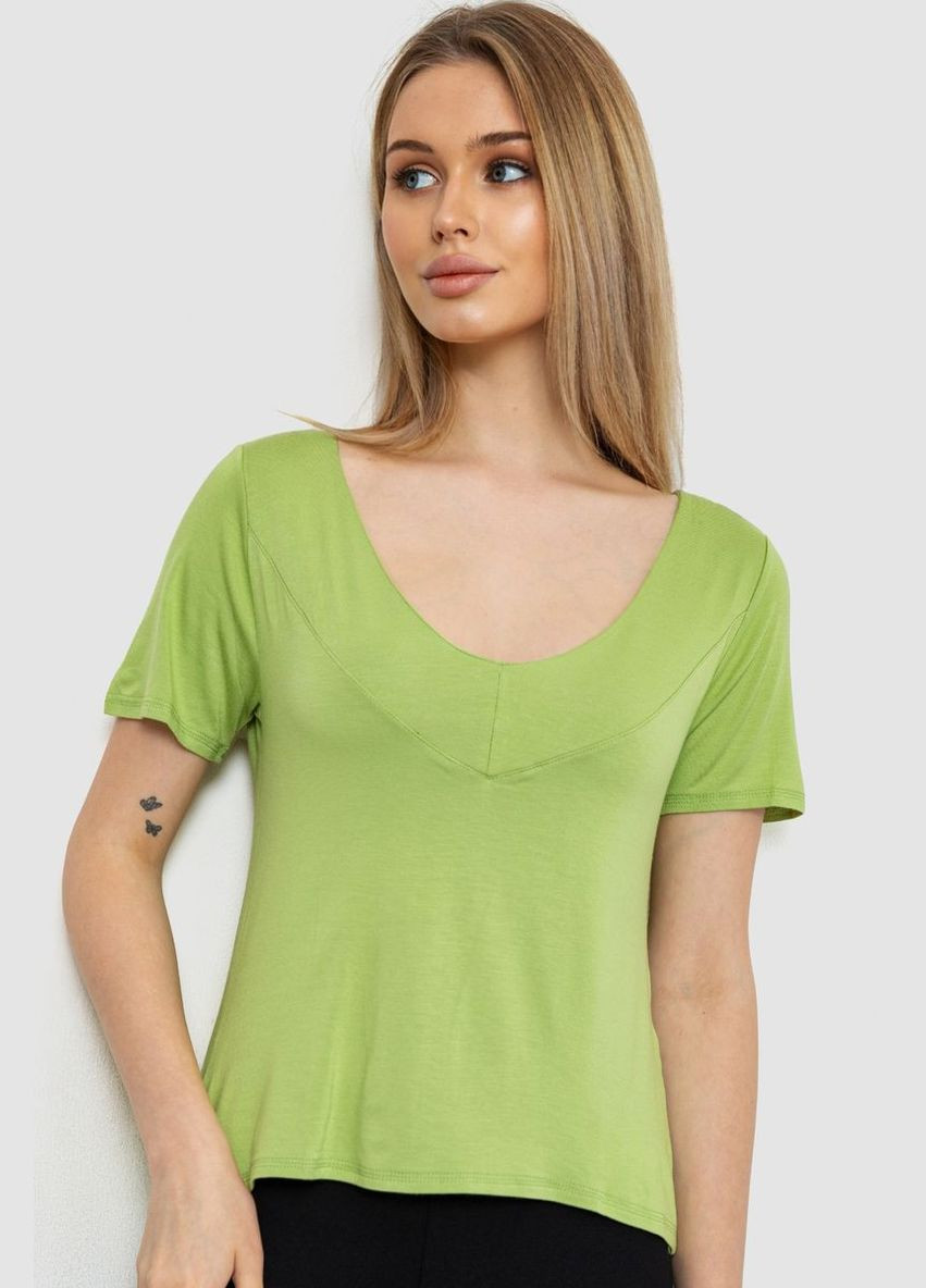 Світло-зелена літня футболка-топ жіноча, колір чорний, Ager