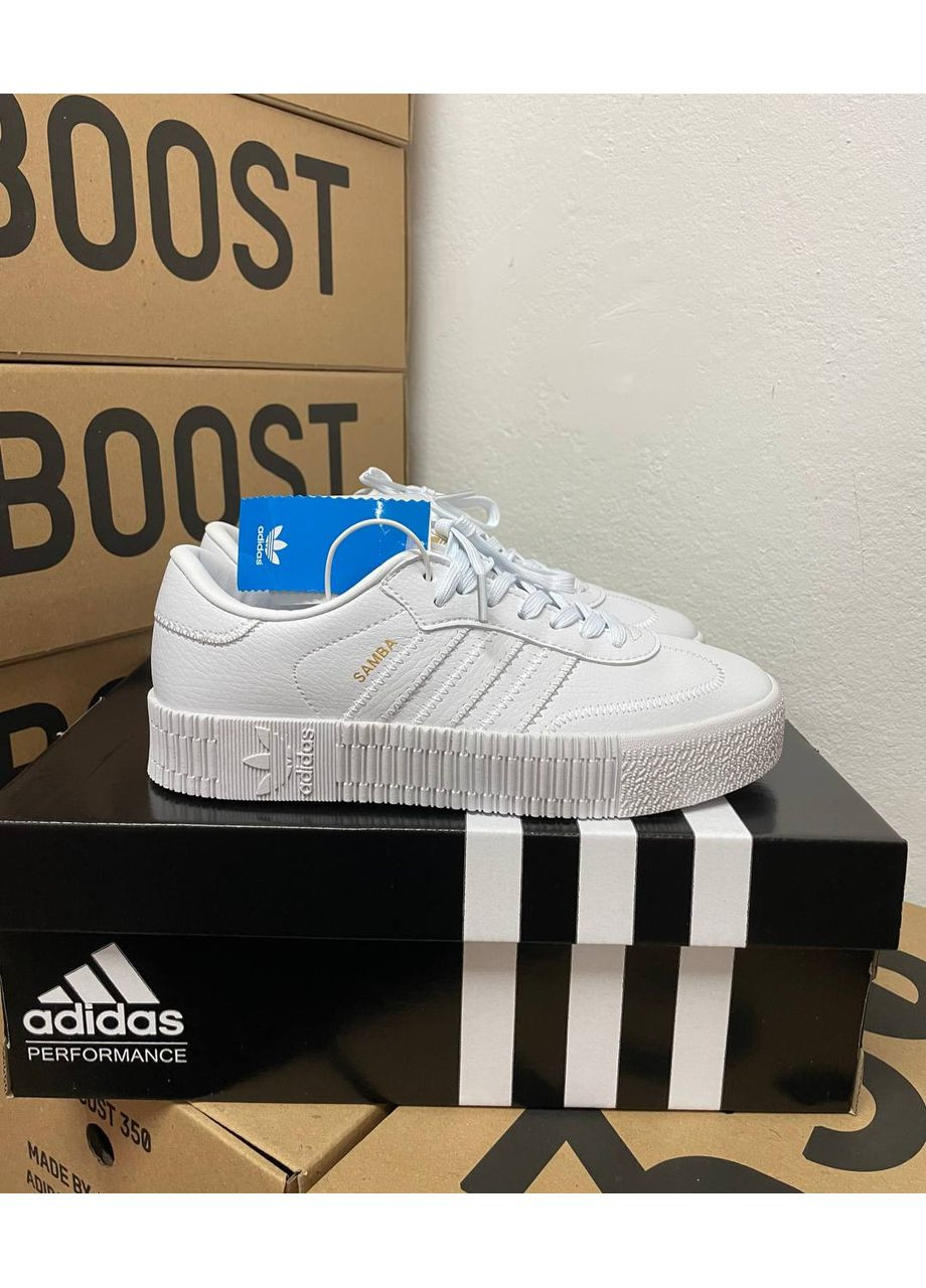 Белые всесезонные кроссовки samba white adidas