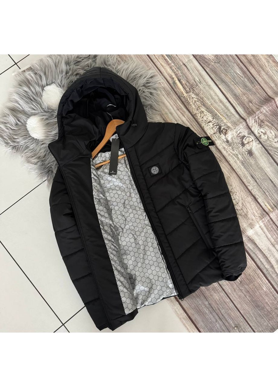 Чорна зимова чоловіча куртка з термопідкладкою No Brand