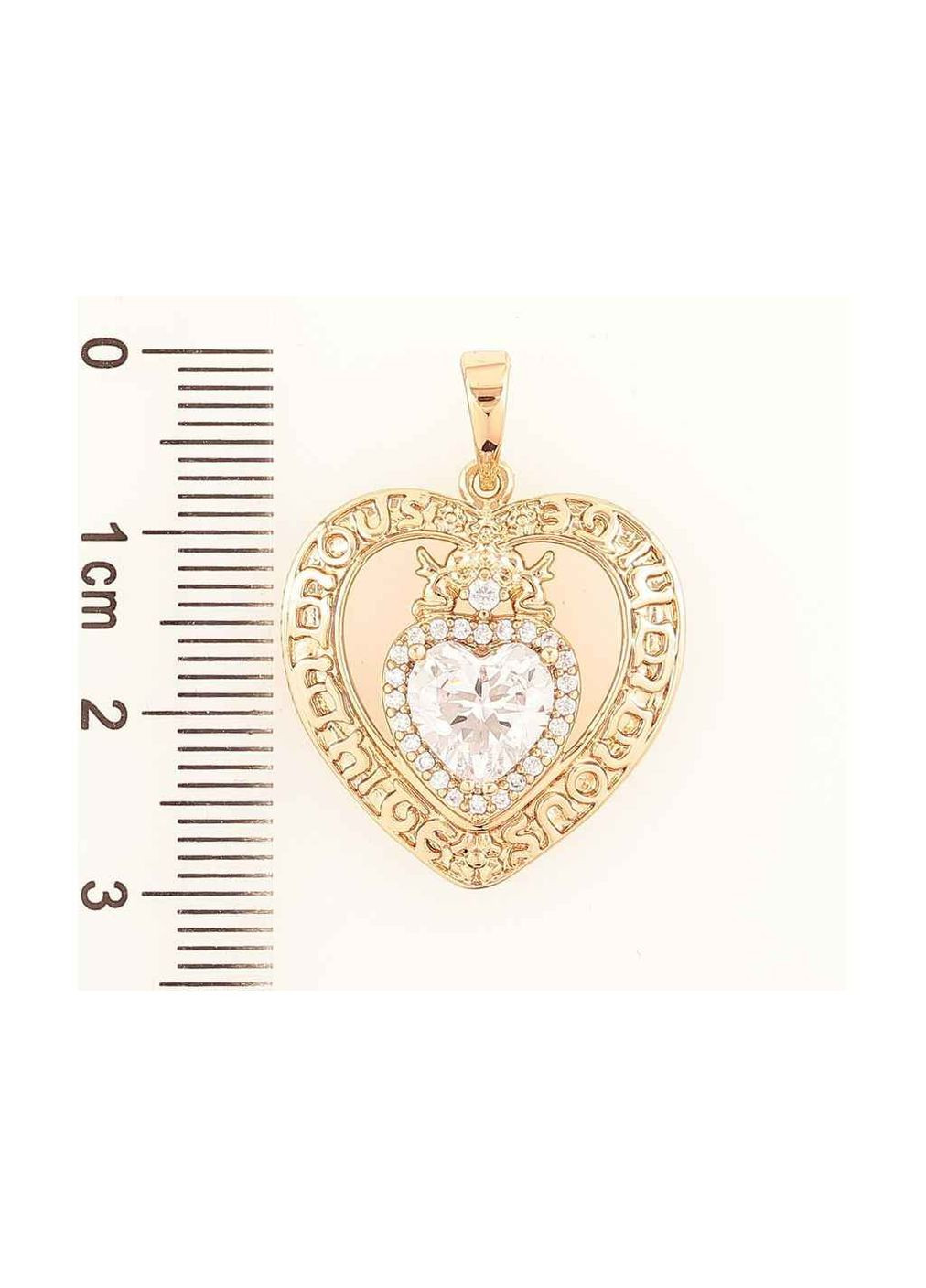 Кулон Позолота 18K «Сердечко с Ангелочками и хрустальным сердцем» для цепочки до 6мм (262350) Xuping Jewelry (363329350)