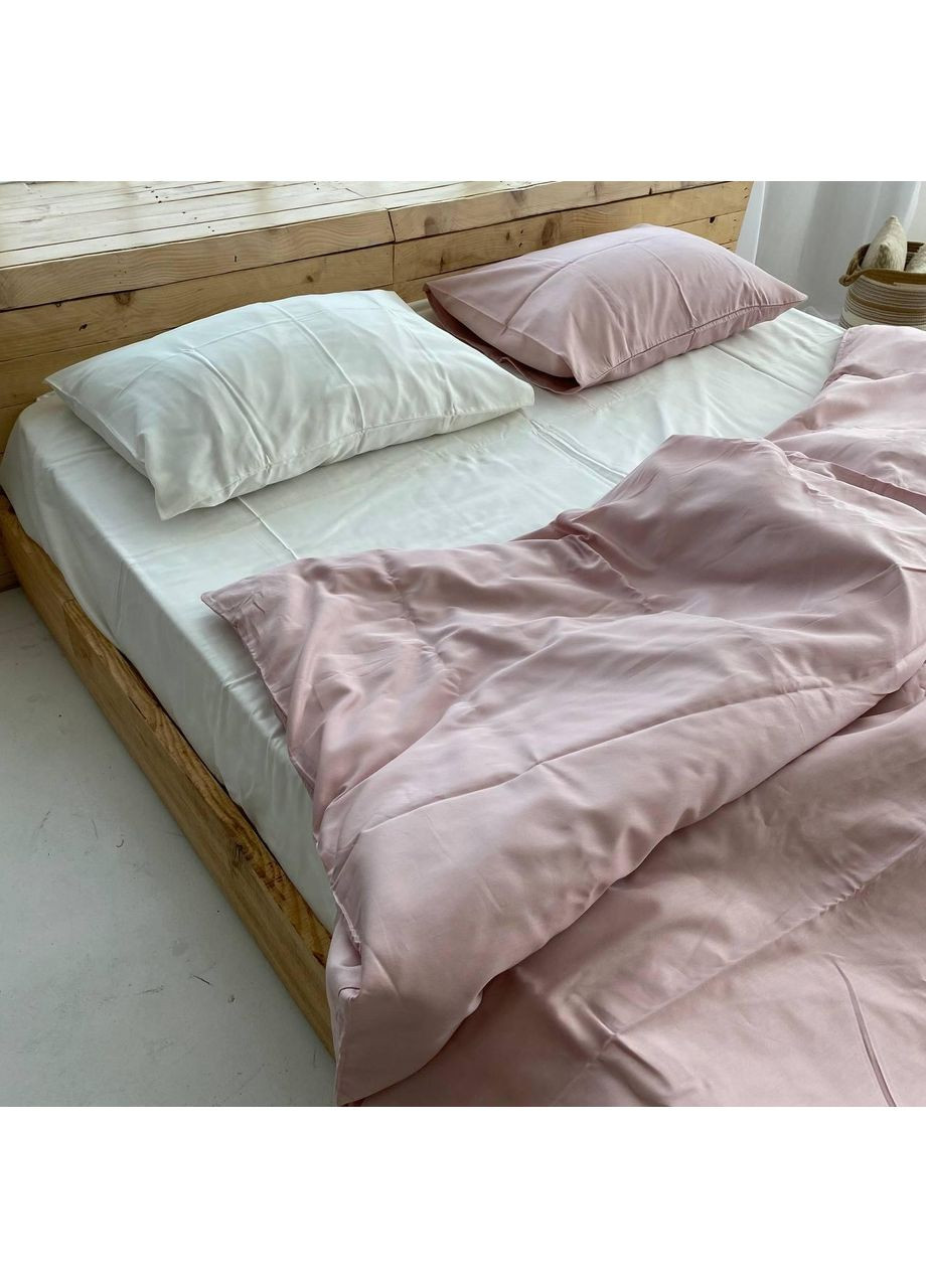 Постільна білизна Молочний + Пудра, сатин PREMIUM Евро розмір, наволочки 70/70 No Brand (363192472)