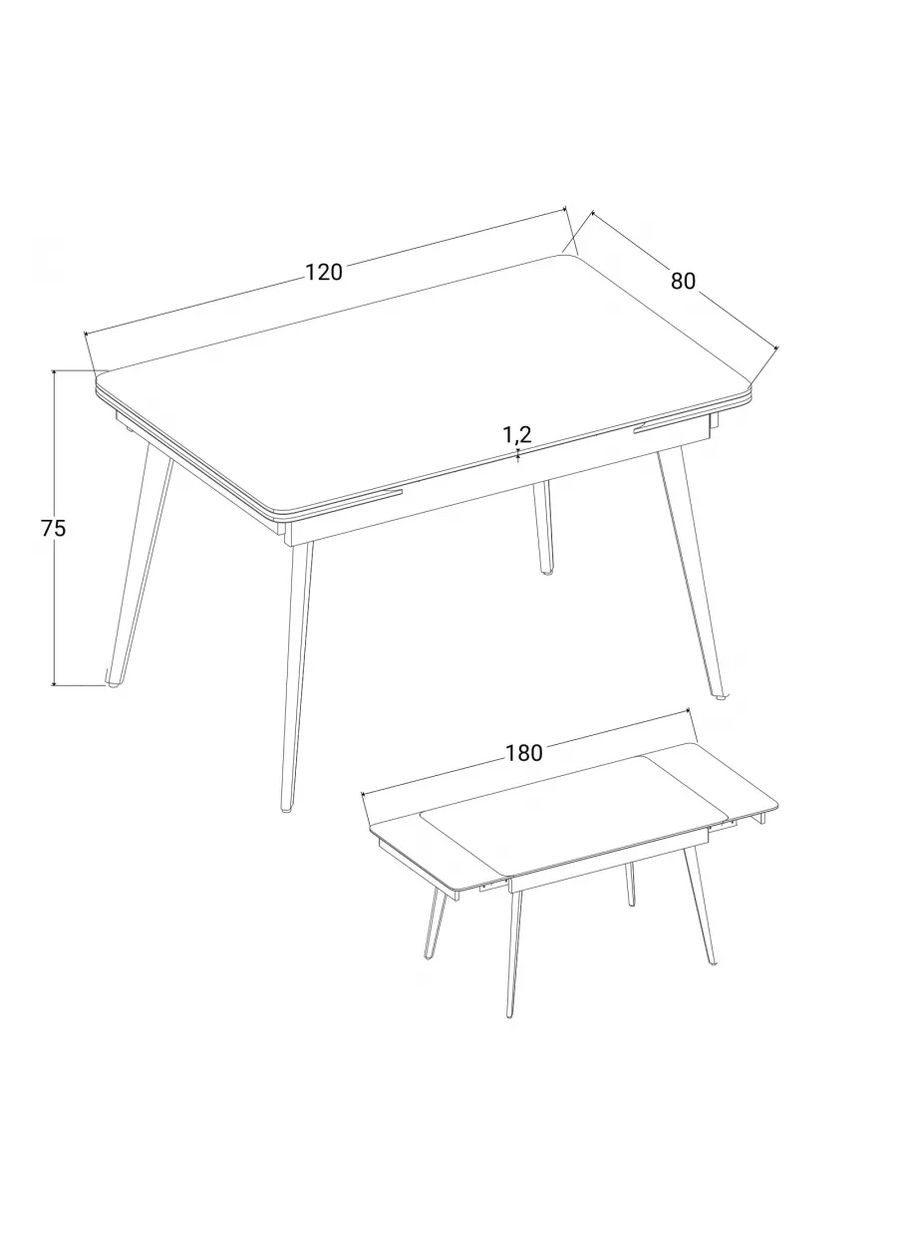 Стіл обідній розкладний OSLO CERAMIC 120(180)*80 глянець/чорний каркас Intarsio (372706863)