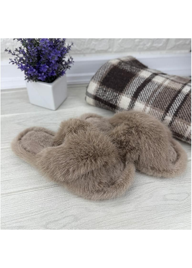 Тапочки кімнатні жіночі пухнасті Е-0080136-3 Коричневі Sanlin (341676140)