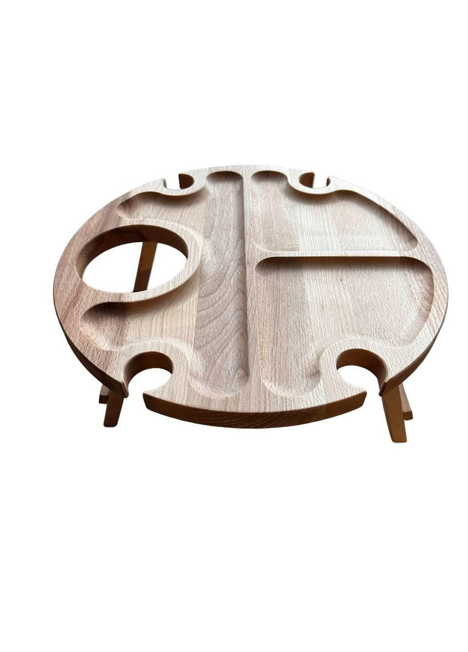 Винний столик на три відділення 4 бокали з отвором No Brand (330774533)