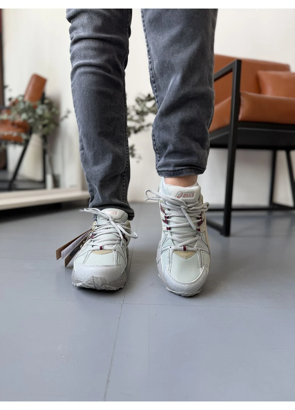 Сірі кросівки чоловічі asics gel-kahana 8 grey burgundy асікс гель кахано 8 сірі демісезон No Brand