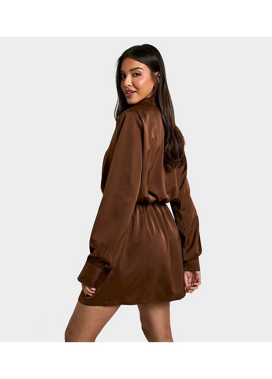Коричневое кэжуал платье Boohoo однотонное