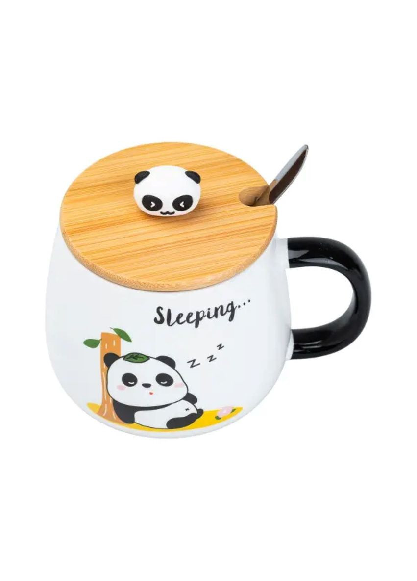 Чашка керамическая Панда 450 мл с бамбуковой крышкой Sleeping HP7203T TS Kitchen (331784975)