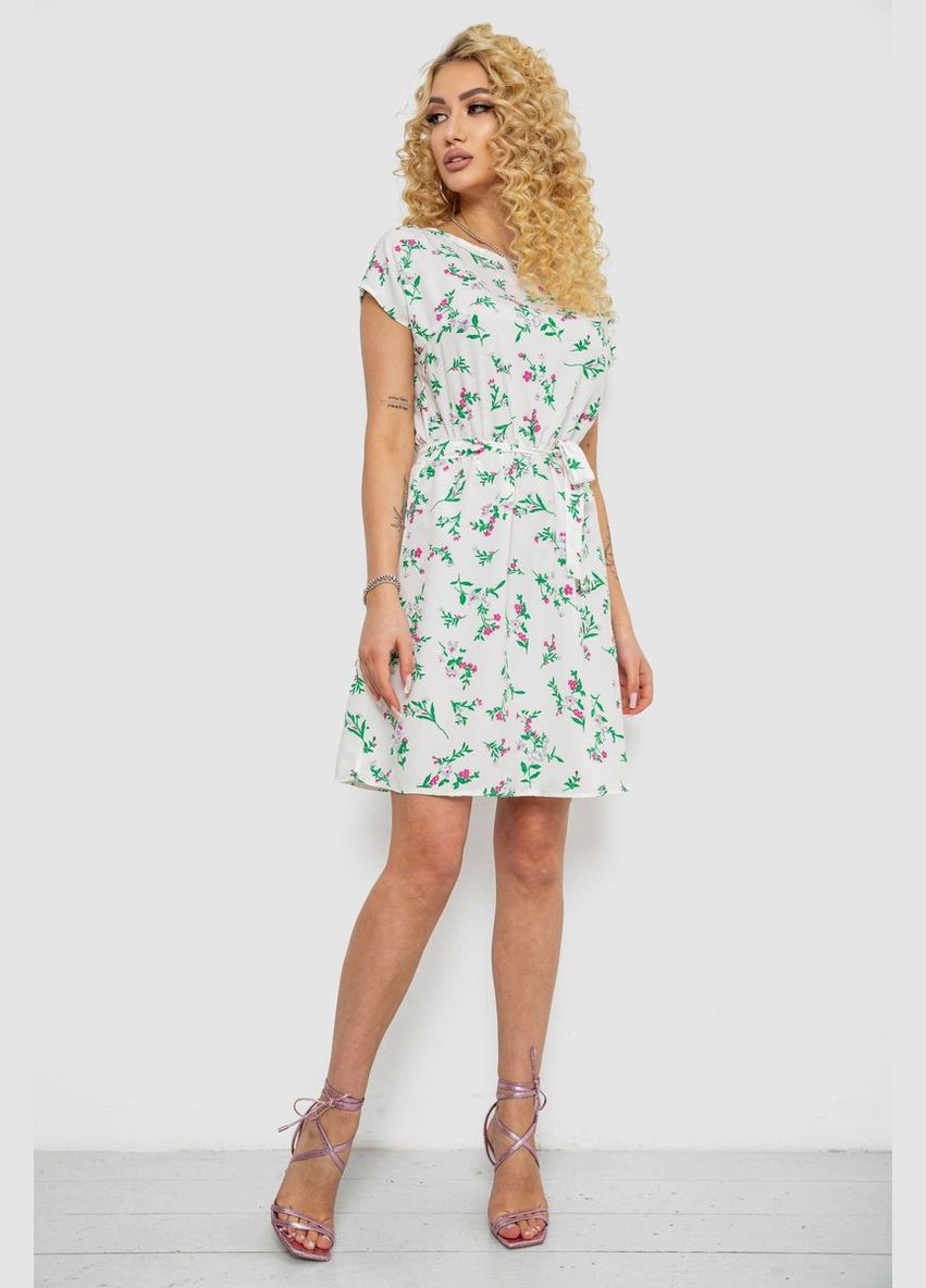 Комбінована сукня з принтом, колір молочно-зелений, 214r0225-3 Ager