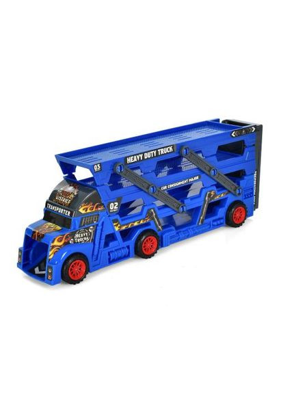 Набір машинок автовоз K180A10 трейлер з машинками 6 шт Синій Fun Game (327217131)