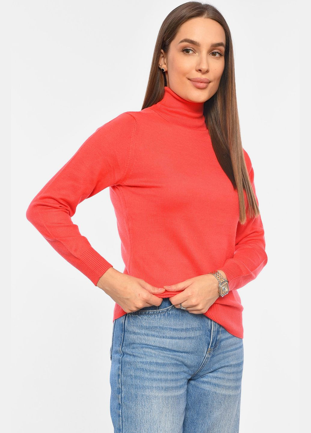 Гольф жіночий трикотажний коралового кольору Let's Shop (304609690)