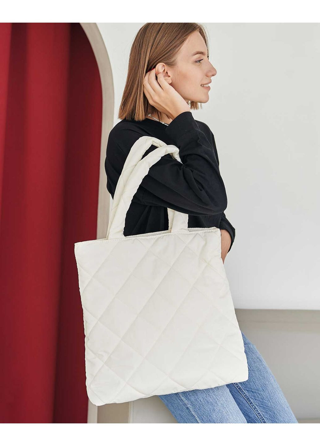 Женская сумка нейлоновая молочная для повседневного использования мягкая сумка на молнии ProDobro (367267452)