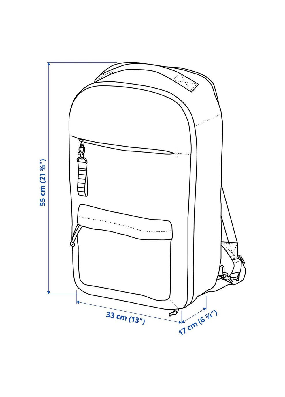 Туристичний рюкзак ІКЕА VARLDENS 33x17x55 см/36 л (30487919) IKEA (278407419)