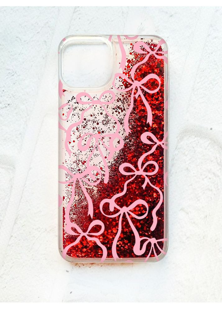 Чехол с плавающими красными блестками на iPhone 14 Бантики (принт 406) Creative (355398258)