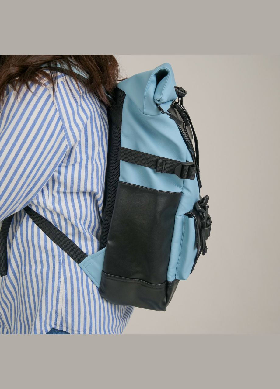 Практичный женский рюкзак роллтоп для ноутбука Rolltop, из экокожи бирюзовый цвет ToBeYou rolltopnew (293247147)