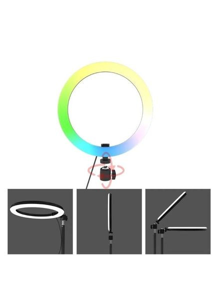 Кільцева світлодіодна кольорова LED лампа RGB MJ26 з тримачем 26 см для блогерів Po Fanu (303400861)