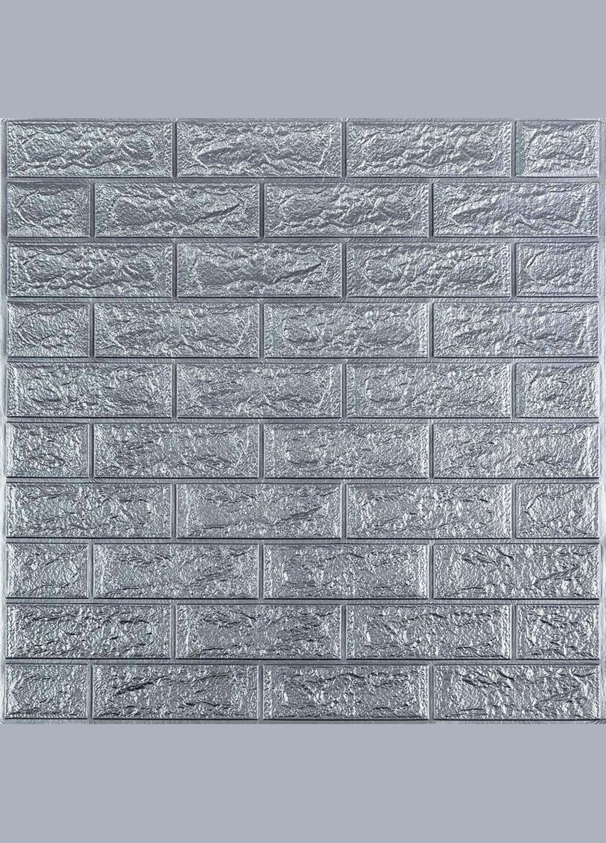 3D панель самоклеюча 700х770х3мм цегла Срібло (017-3) SW-00000230 Sticker Wall (329895006)