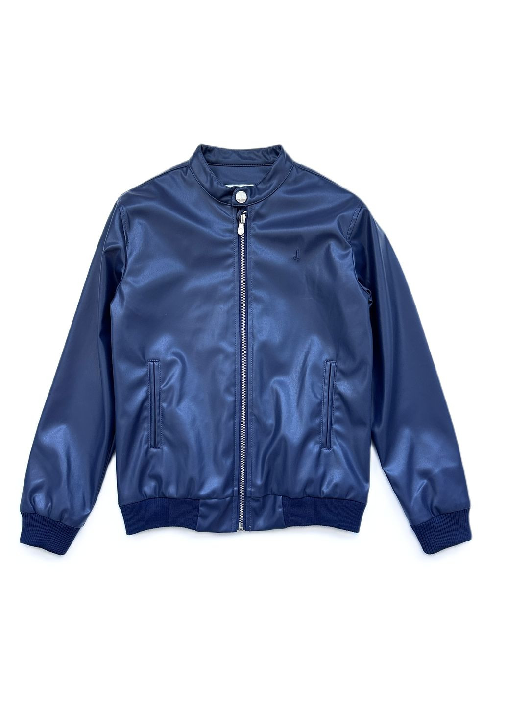 J3836 Куртка-бомбер з екошкіри для хлопця темно-синя 8, 134 см Jeckerson пілот (авіатор) на блискавці (322196133)