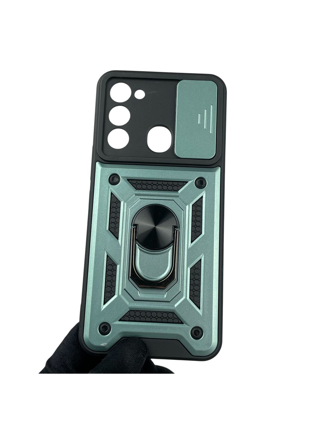 Чохол для Spark 8С (KG5k) броньований з кільцем-тримачем підставкою зі шторкою на техно спарк 8с зелений rg1 Tecno (366389555)