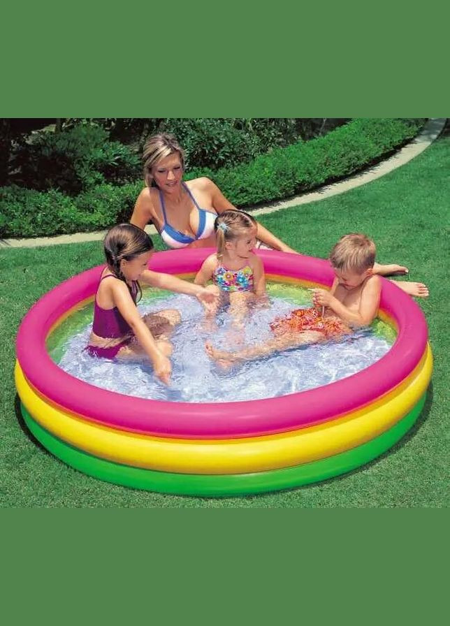 Дитячий надувний басейн 57422 «Веселка», з надувним дном, 147 х 33 см Intex (298578372)