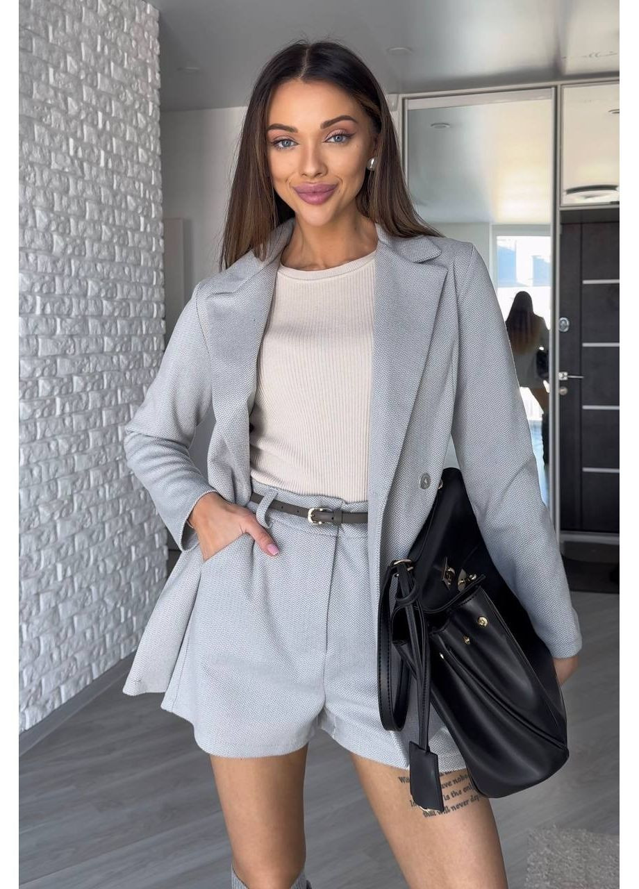 Костюм классический (пиджак, шорты), цвет Серый Fashion (365072392)