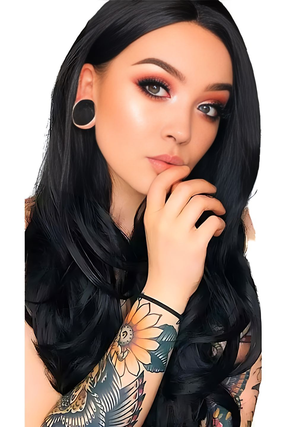 Перука хвиляста без чубчика з проділом 65 см Брюнетка No Brand (368893765)