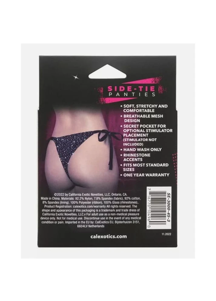Трусики со стразами на завязках CalExotics Radiance Side-Tie Panties, черные, California Exotic (332052784)