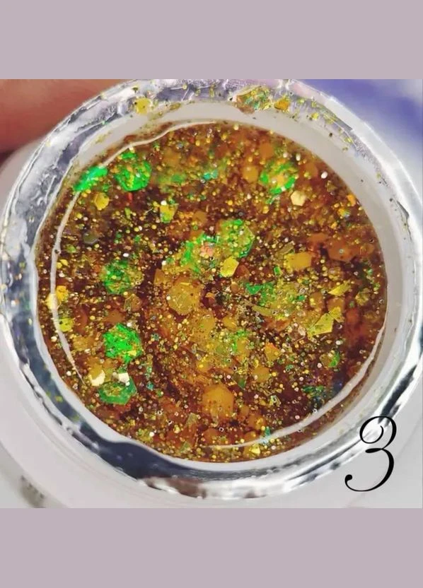 Люминесцентный глиттер гель для маникюра Luminous Glitter Gel № 03, 5 ml Global Fashion (377002525)