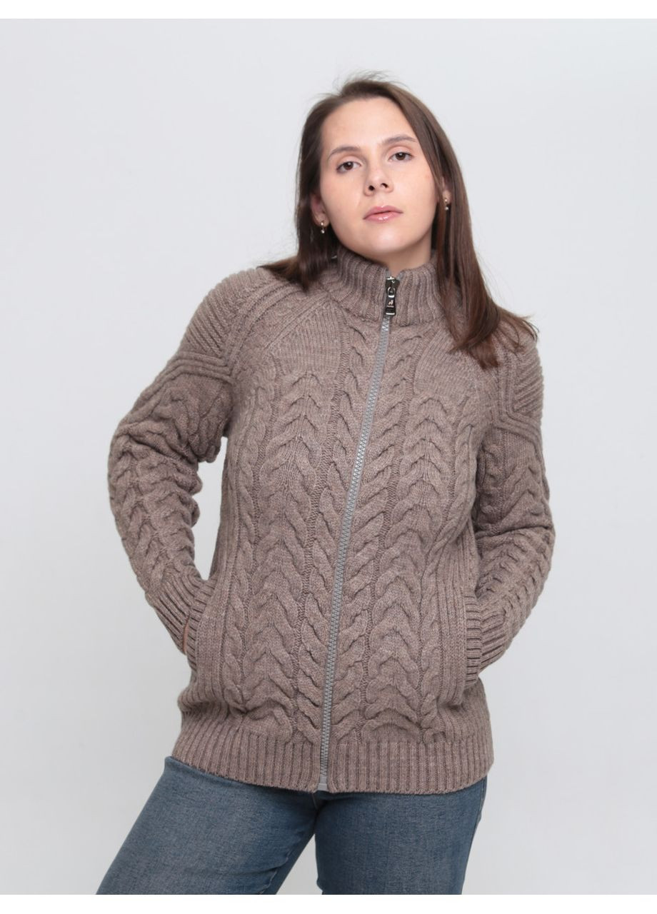 Бежевый зимний свитер женский бежевый зимний шерстяной на молнии Pulltonic Пряма