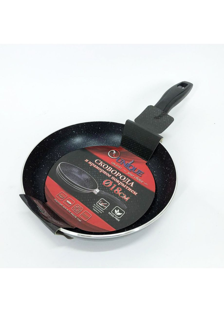 Сковорода UN-5151 антипригарное гранитное покрытие 18 см темный мрамор Unique (365813075)