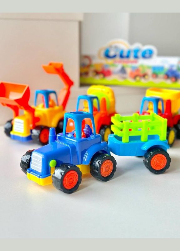 Набір інерційних машинок спецтехніка 345-6A 4 машинки + причіп з рухомими елементами Fun Game (327216796)