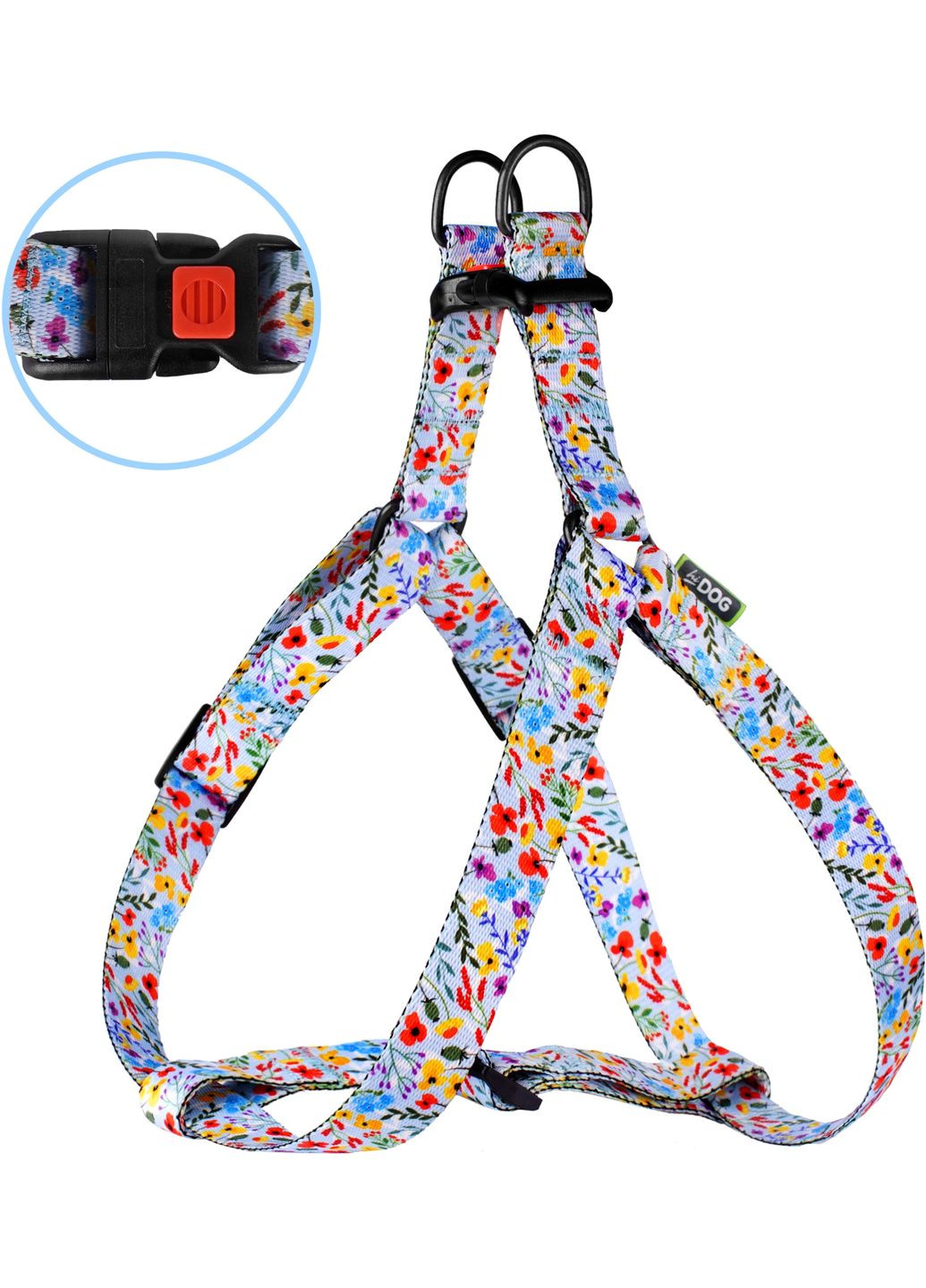 Шлей охоплення грудної клітки 50-81 см ширина 25 мм Flowers blue (2100102430014) Hi Dog (279563751)