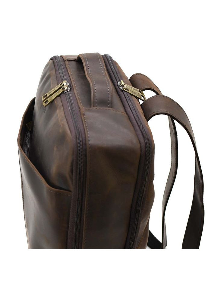 Шкіряний чоловічий рюкзак коричневий RC-7281-3md з передньою кишенею на блискавці TARWA (311281998)