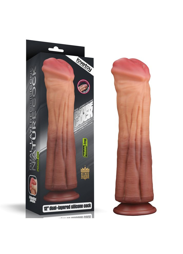 Фалоімітатор Dual-Layered Silicone Cock 12 Brown - CherryLove Lovetoy (329152856)