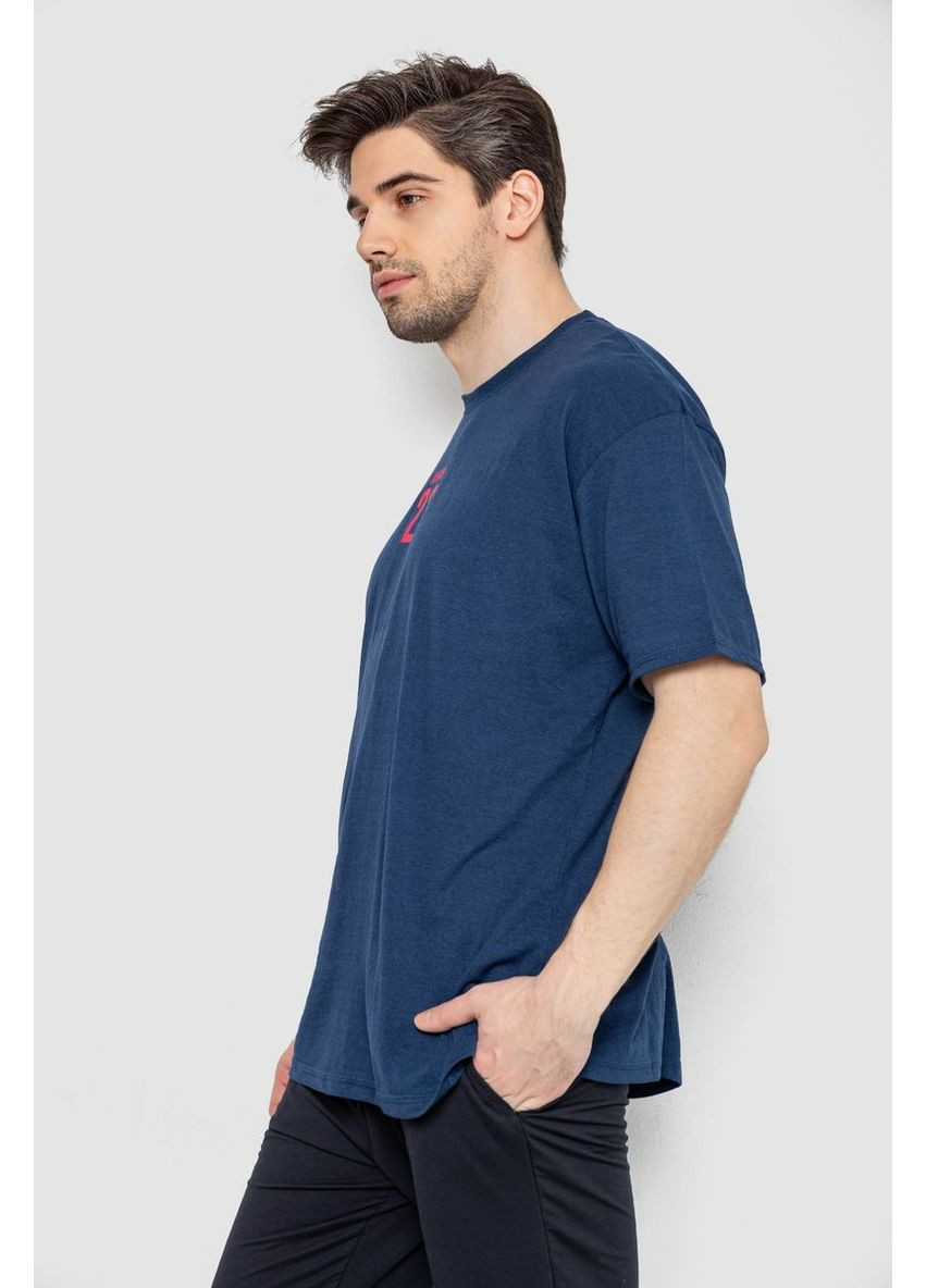 Синяя футболка мужская с принтом,, 244r7024 Andi