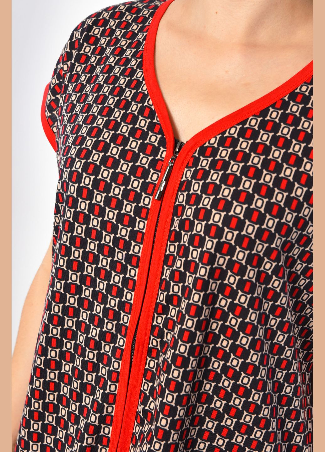 Халат жіночий напівбатальний з принтом червоного кольору Let's Shop (302661125)