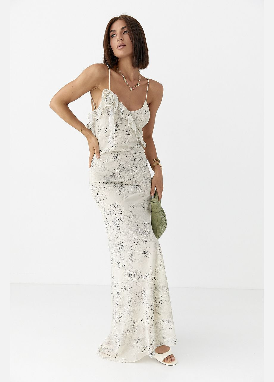 Летний женский шифоновый сарафан с цветком Lurex