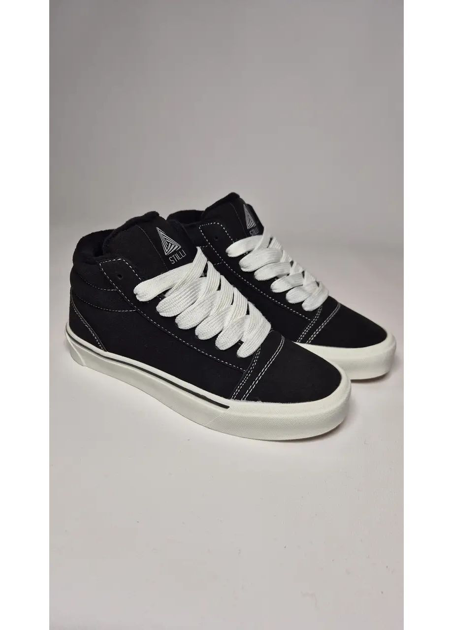 Чорно-білі кеди жіночі утеплені чорні (hb770-1) 37 Stilli