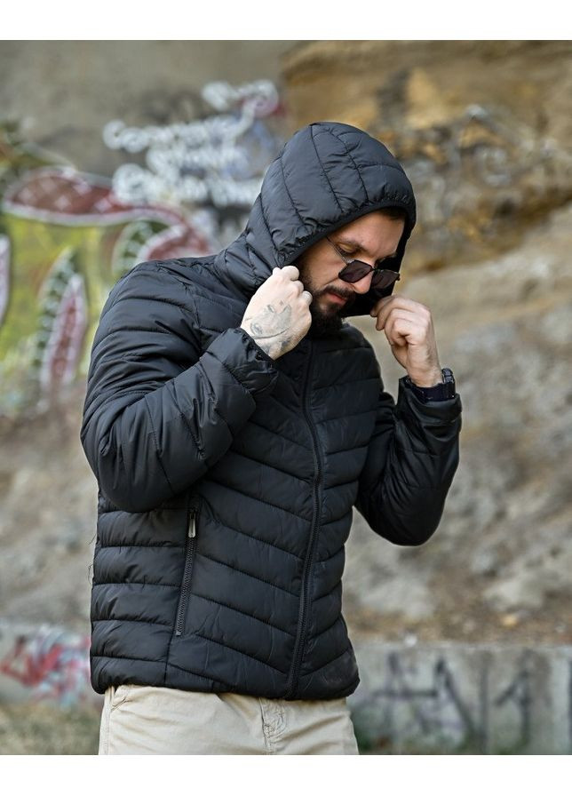 Черная демисезонная мужская демисезонная куртка плащевка черная Freedom