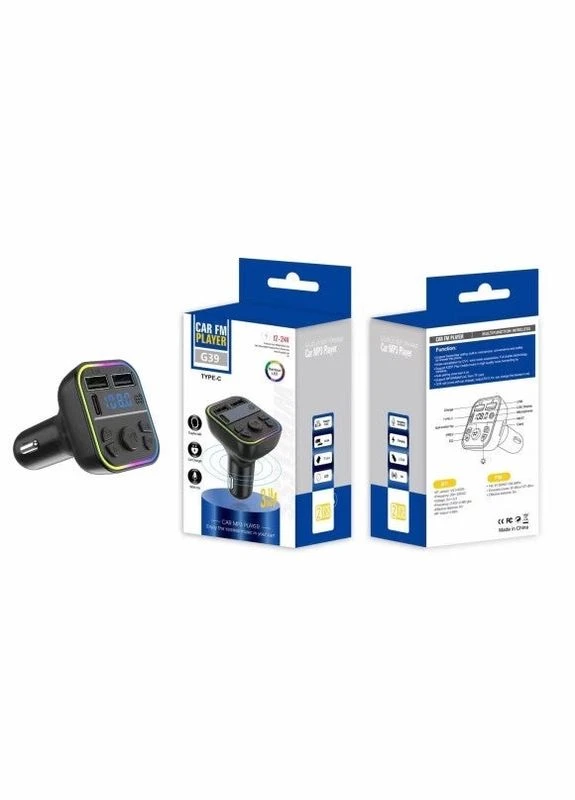 Car FM Player модулятор в авто G39 MP3 Bluetooth Трансмітер з RGB підсвічуванням No Brand (346483777)