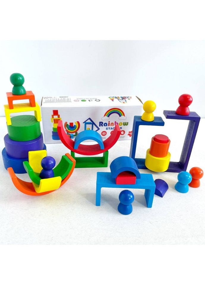 Деревянная Игрушка "радуга-балансир" C15025, 27 Разноцветных Фигур Seli No Brand (394390518)