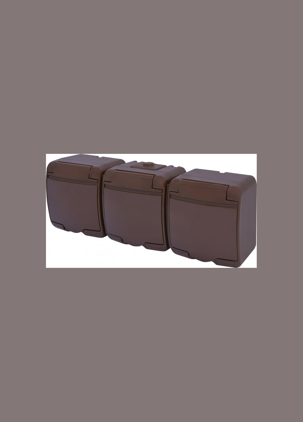 Розетка тройная с заземлением наружная с крышкой IP54 коричневая [4668054] RHE-3s-KR ETI (344534821)