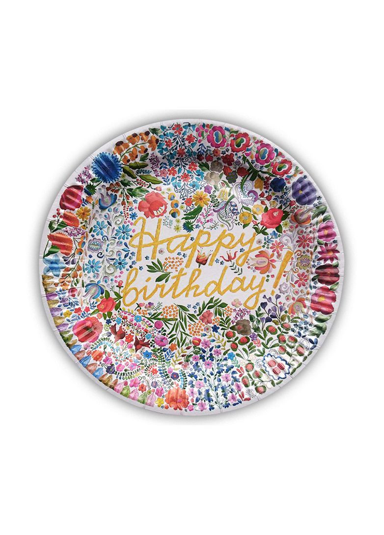 Бумажные тарелки ламинированные Happy birthday! 23см 10шт KOZA Style (322167944)