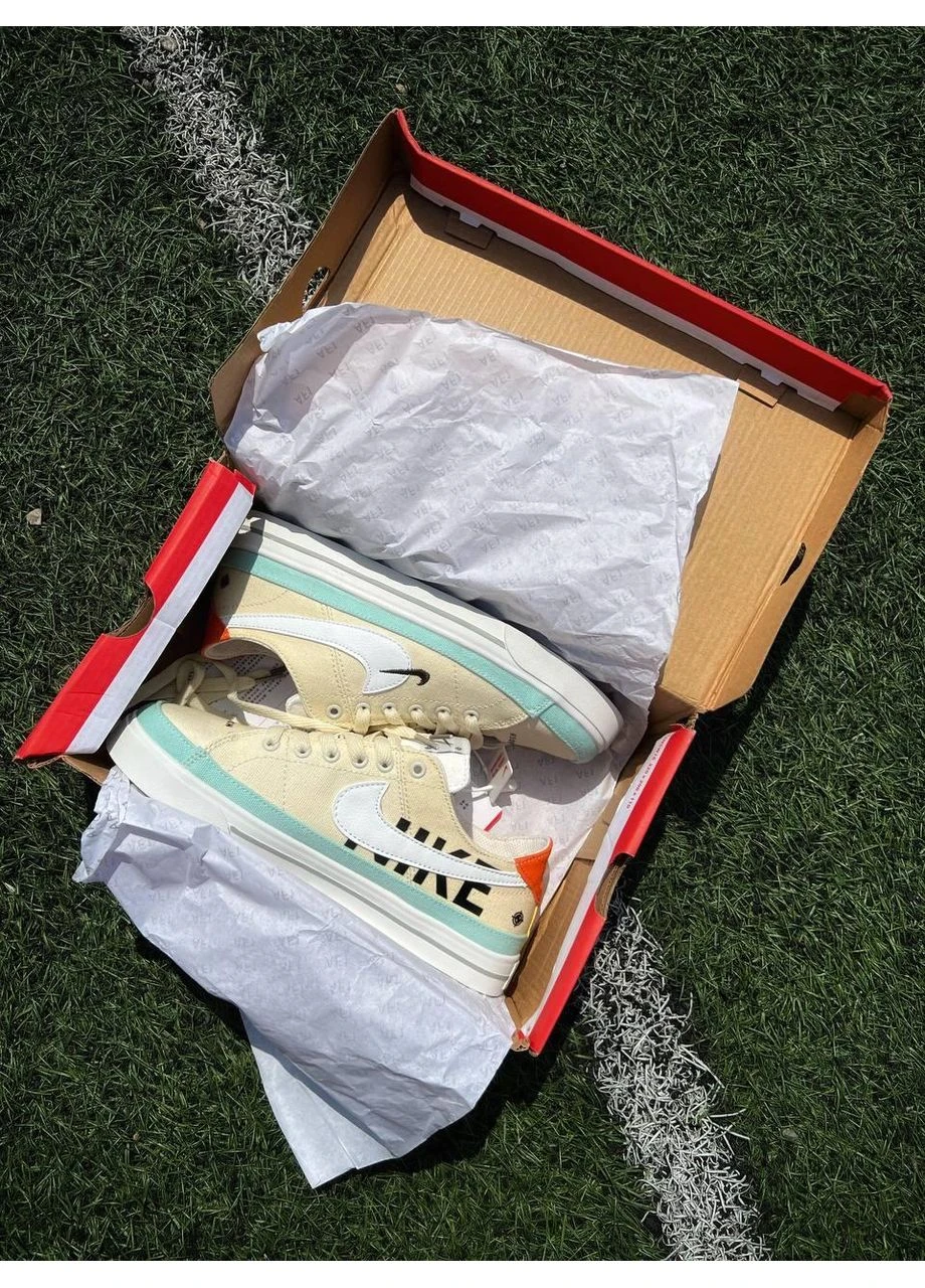 Бежевые летние кроссовки nike court legacy canvas beige найк корт No Brand