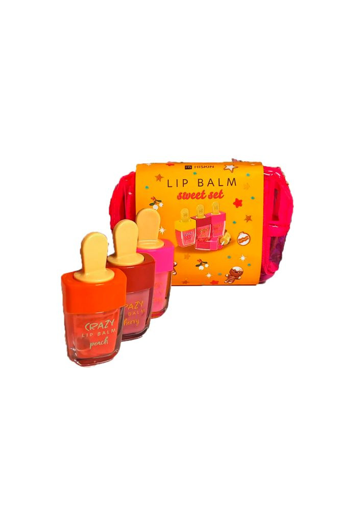 Набір LIP BALMS 3 бальзами для губ з ароматами персика, малини, вишні в КОСМЕТИЧЦІ HiSkin (291876475)