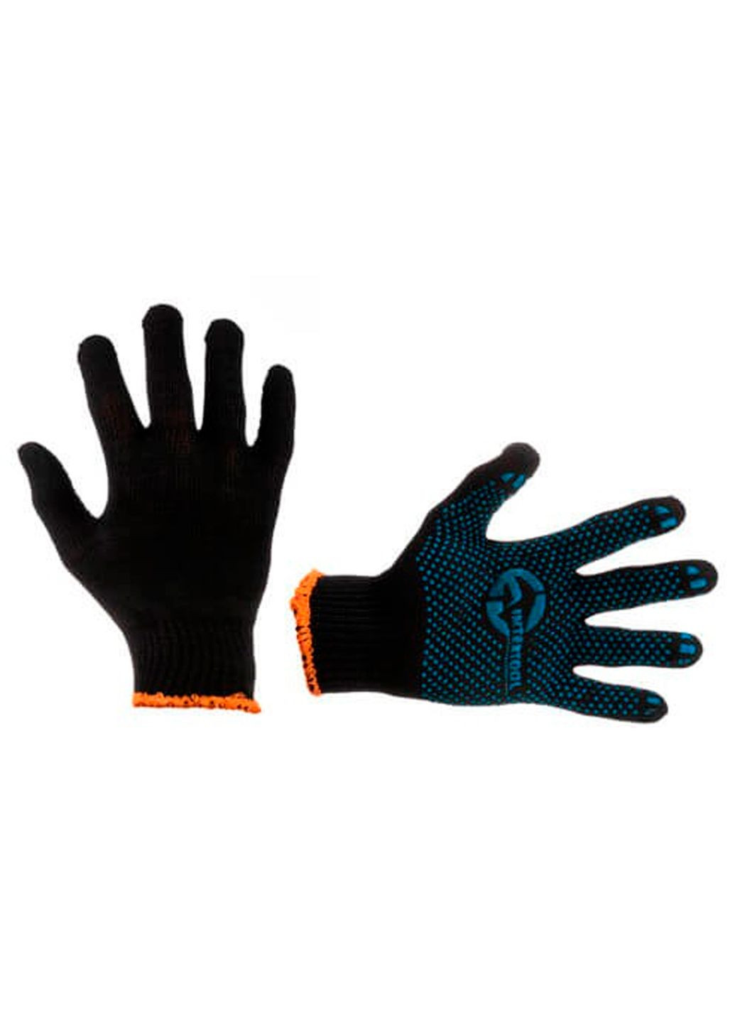 Перчатки рабочие защитные х/б с ПВХ покрытием размер черные (12 шт.) Intertool (332202863)